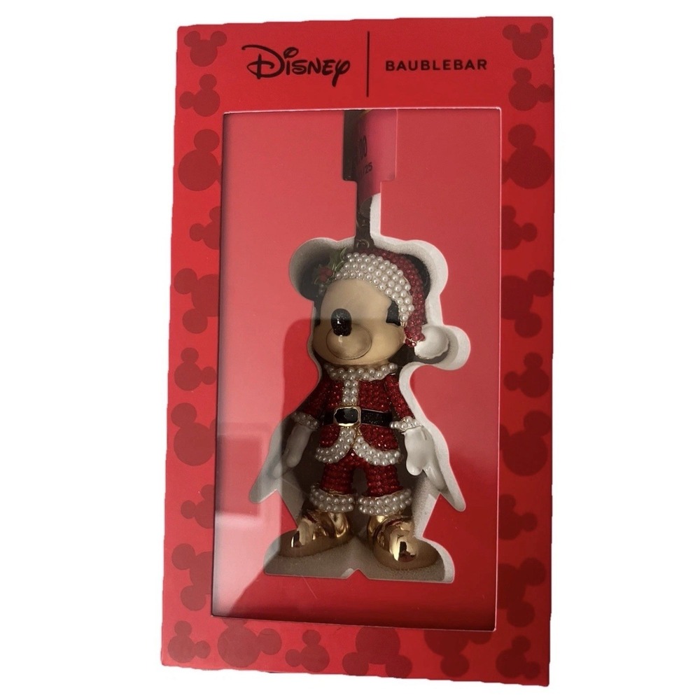 BaubleBar Disney Santa Mickey Mouse Christmas Bag Charm Keychain NIB